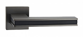 Ручка цинковая на тонком квадратном основании ABRISS R50.187 GR/BL (Графит/Черная вставка)