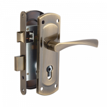 Замок врезной VETTORE 1423 AB в комплекте с ручкой (Бронза)