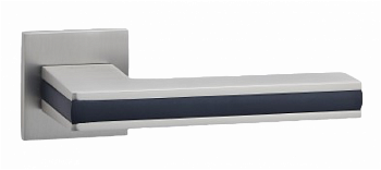 Ручка цинковая на тонком квадратном основании ABRISS R50.187 MSN/BL (Сатин/Черная вставка)