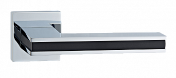 Ручка цинковая на тонком квадратном основании ABRISS R50.187 CP/BL (Хром/Черная вставка)